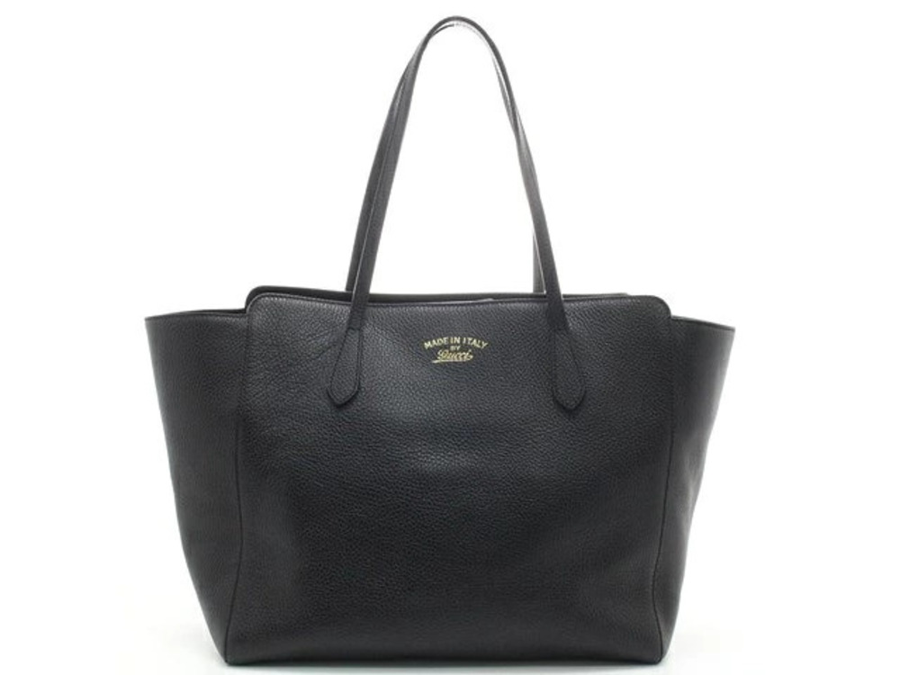 Gucci Swing Tote Bag Black Calf Leather